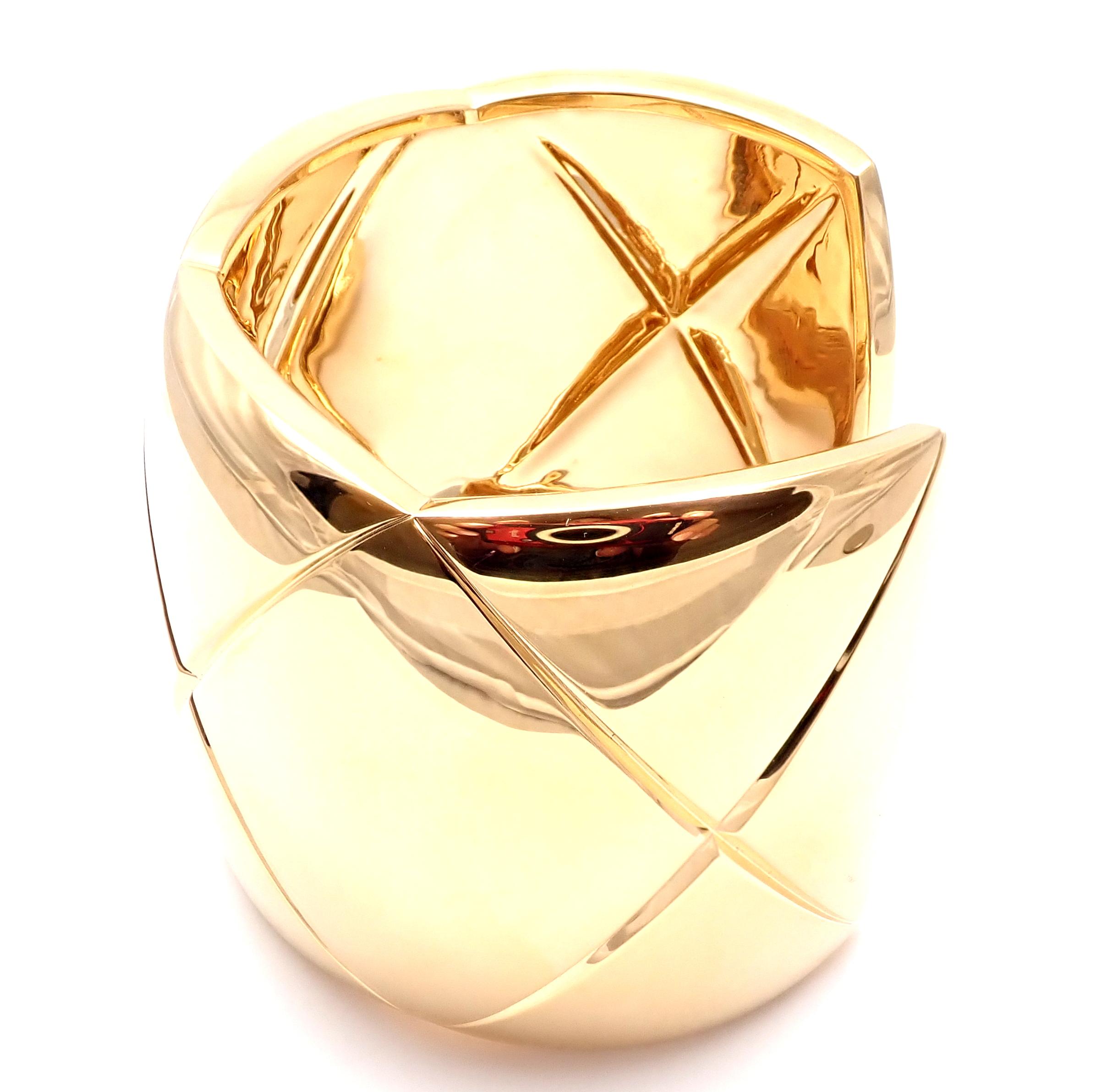 Women's or Men's Chanel Coco Crush Yellow Gold Cuff Bangle Bracelet For Sale