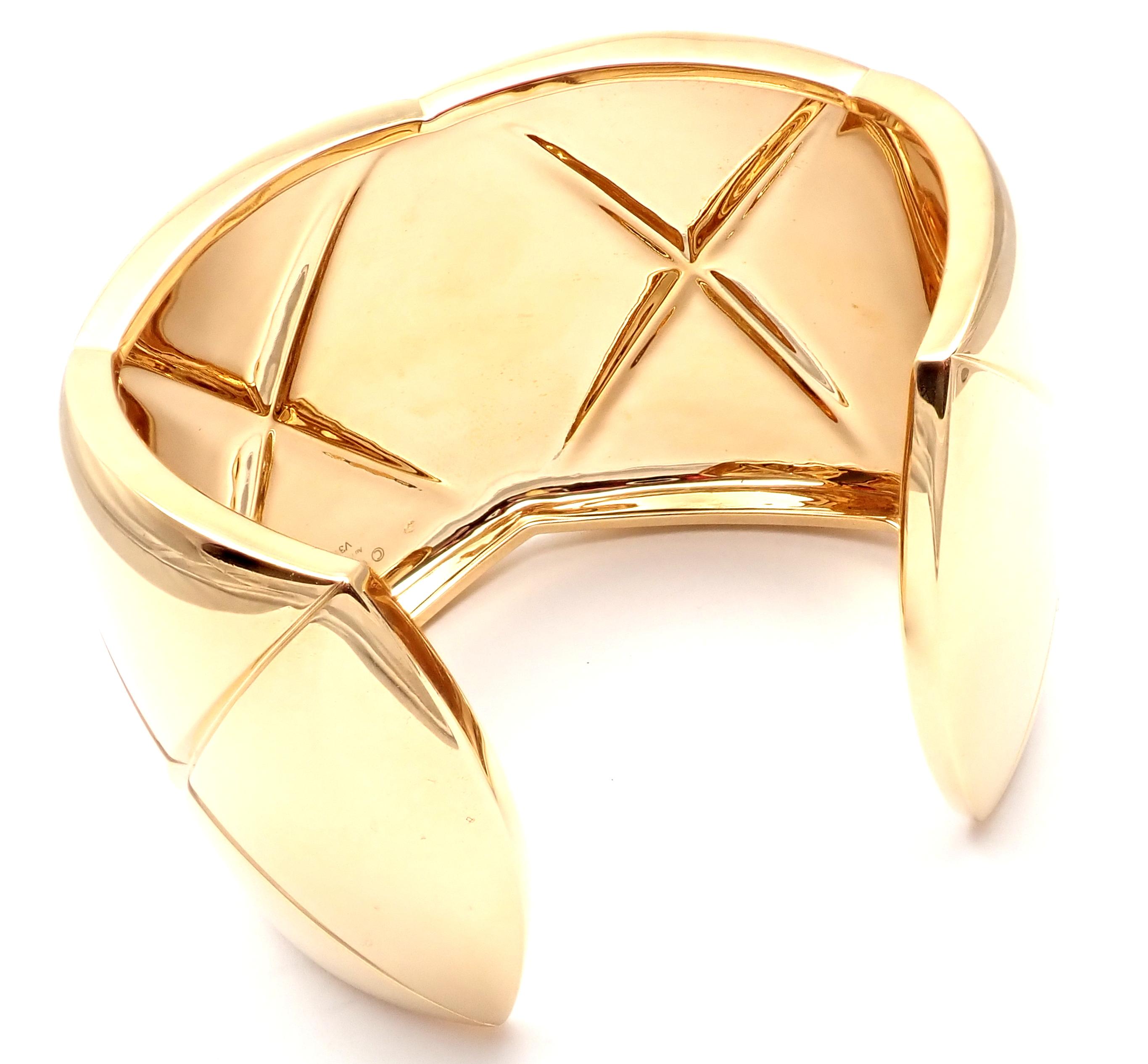 Chanel Coco Crush Yellow Gold Cuff Bangle Bracelet For Sale 1