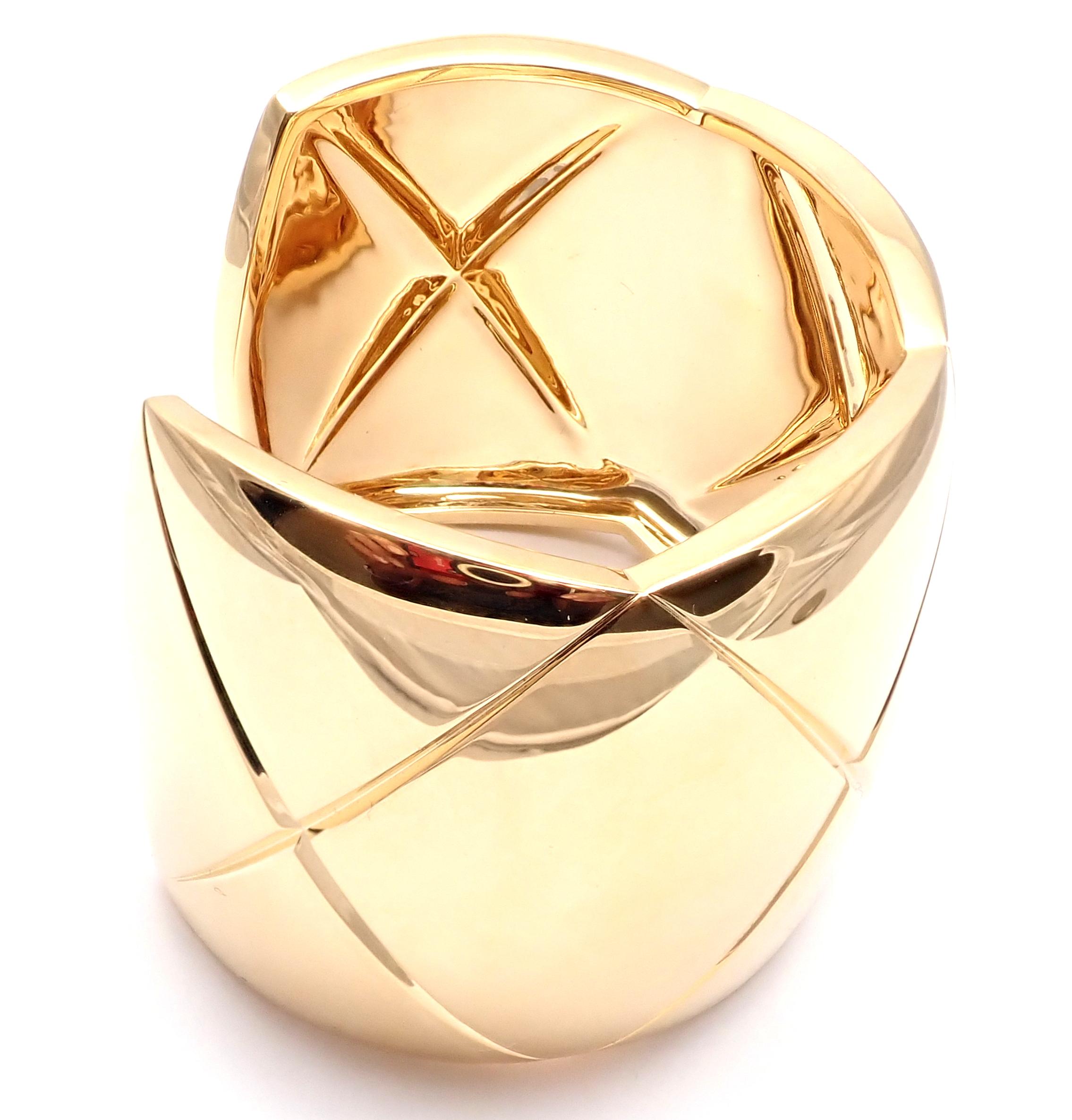 Chanel Coco Crush Yellow Gold Cuff Bangle Bracelet For Sale 2