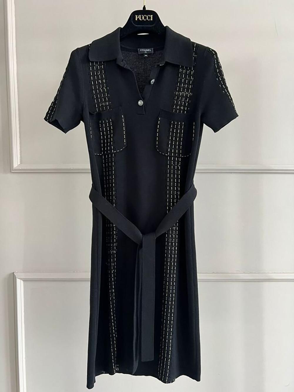 Chanel Coco Cuba Belted Little Black Dress In Excellent Condition In Dubai, AE