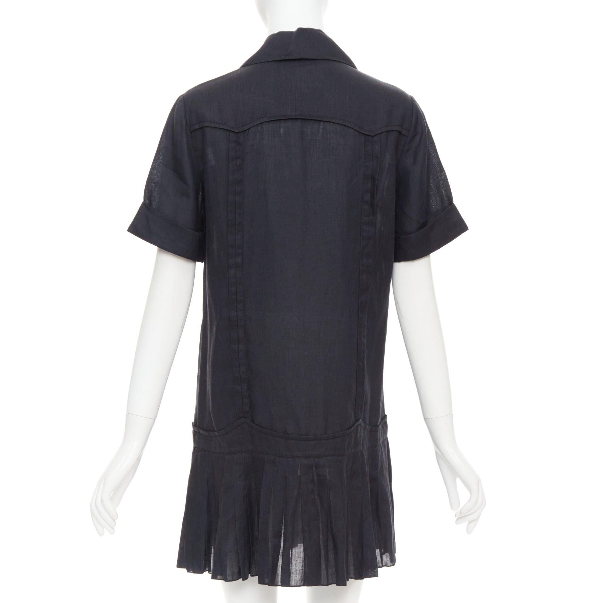 De las mujeres CHANEL Coco Cuba mini vestido plisado de ramio negro con cremallera de 4 bolsillos FR34 XS en venta