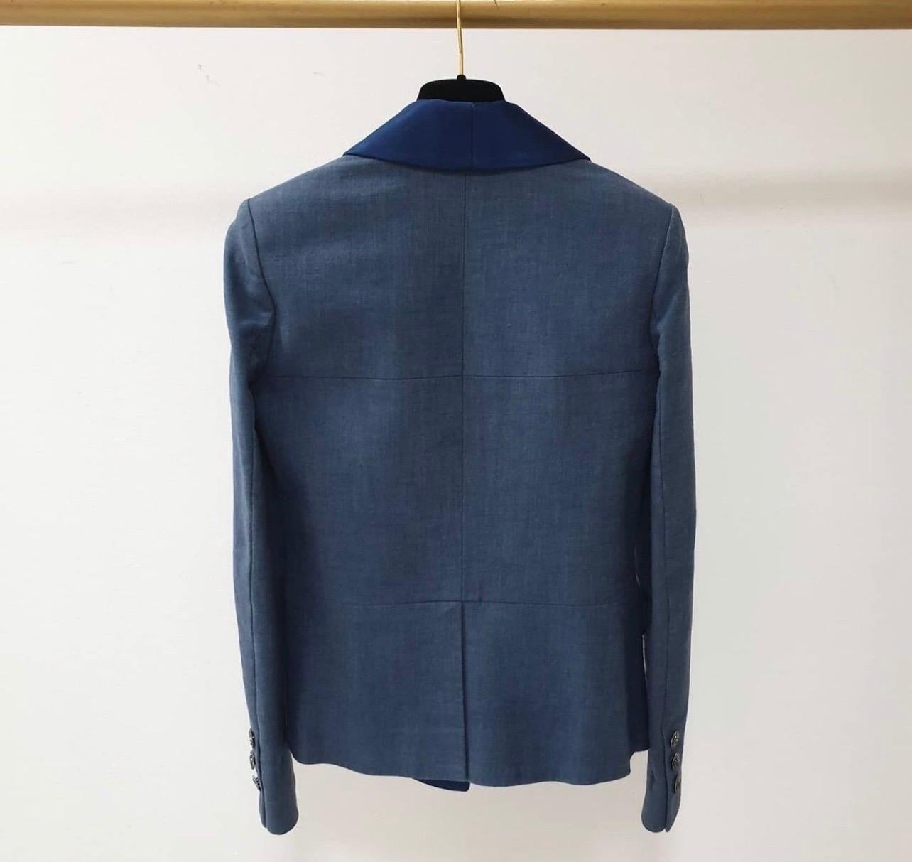 Chanel Coco Cuba Blue Cotton Blazer Jacket 1
