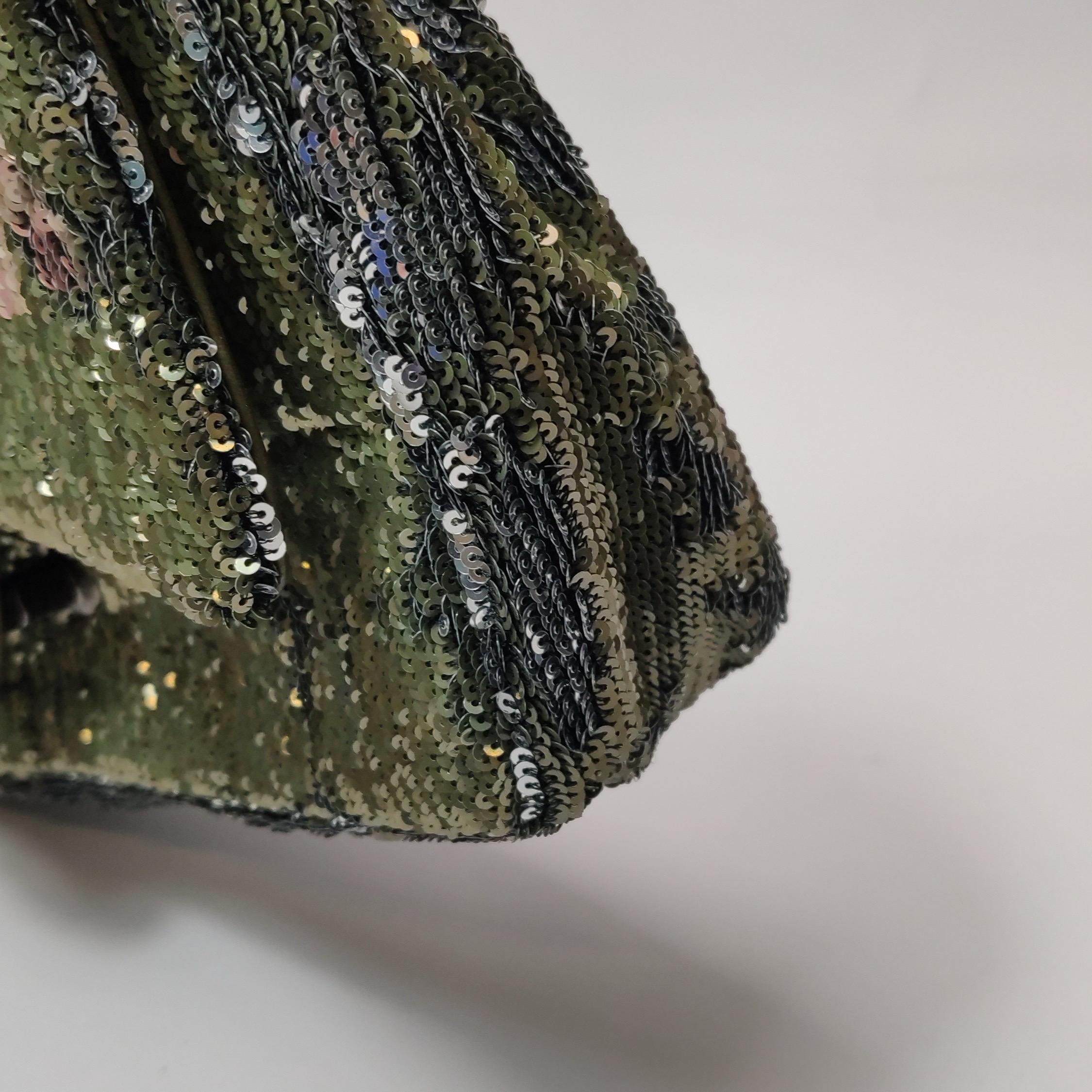 Chanel Coco Cuba Flap Bag Medium Green Khaki Sequins 7