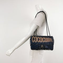 Chanel Coco Cuba Flap Bag Medium Navy Sequins