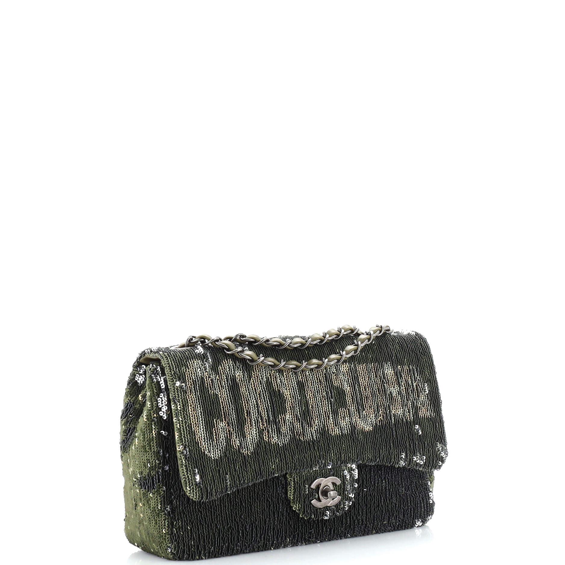 KHAKI GREEN LEATHER AND SEQUINS COCO CUBA WAIST BAG main image 0