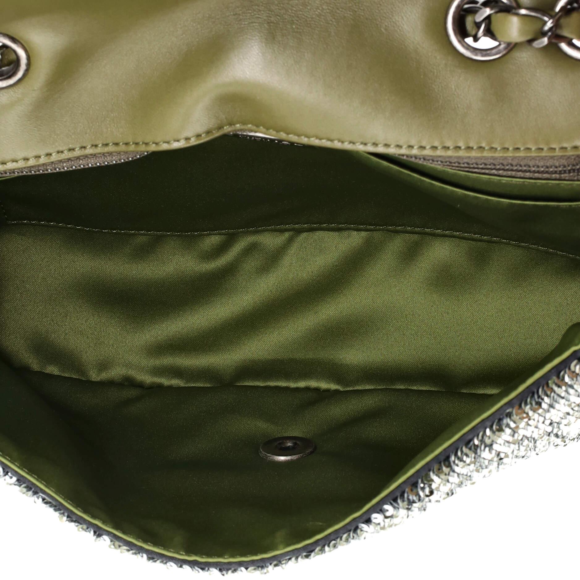 KHAKI GREEN LEATHER AND SEQUINS COCO CUBA WAIST BAG main image 1