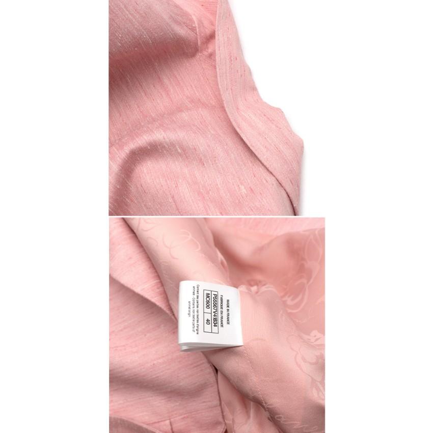 Chanel Coco Cuba Light Pink & Ivory Shantung Silk Blazer - US 8 4