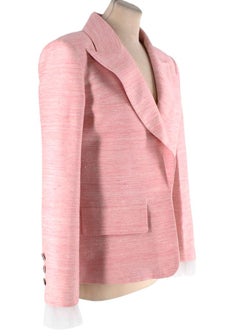 Chanel Coco Kuba Hellrosa & Elfenbein Shantung Seiden Blazer - US 8
