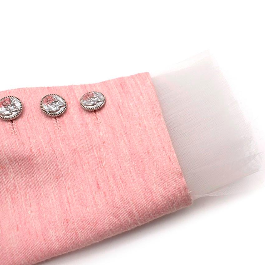 Chanel Coco Cuba Light Pink & Ivory Shantung Silk Blazer - US 8 2