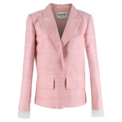 Chanel Coco Kuba Hellrosa & Elfenbein Shantung Seiden Blazer - US 8