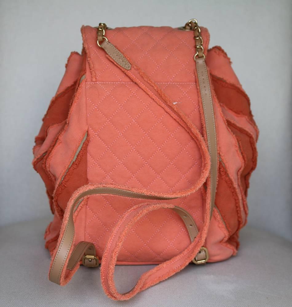 Chanel Coco Cuba Patchwork Canvas Chevron Backpack In New Condition In London, GB