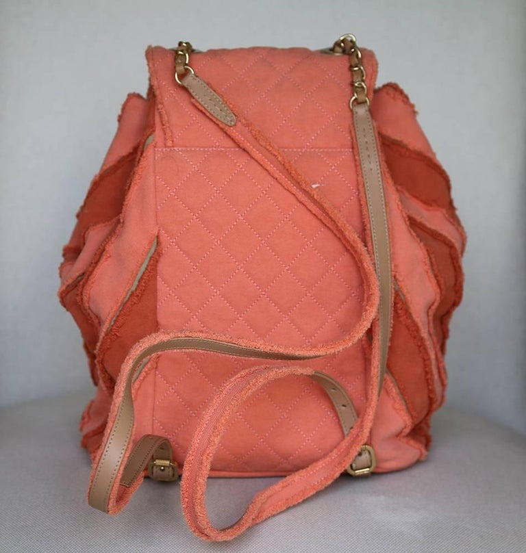 Chanel Coco Cuba Patchwork Canvas Chevron Backpack For Sale 1