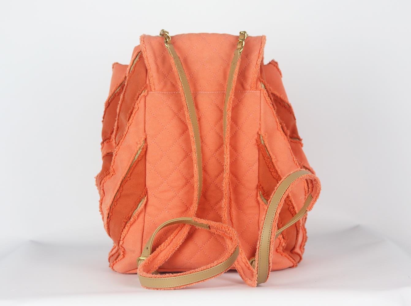 Chanel Coco Cuba Patchwork Chevron Canvas Backpack For Sale at 1stDibs