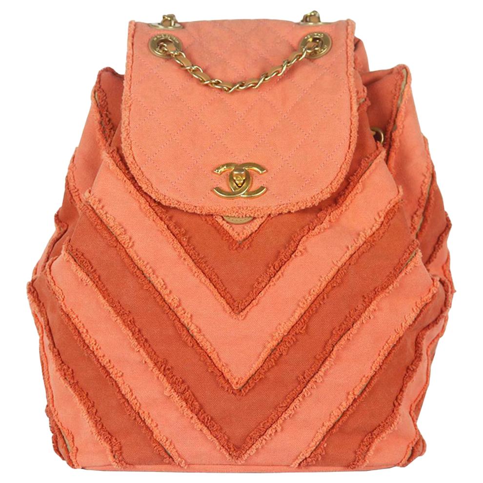 Chanel Coco Cuba Patchwork Chevron Canvas Backpack