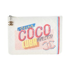 Chanel Coco Cuba Pouch Quilted Printed Canvas Small 