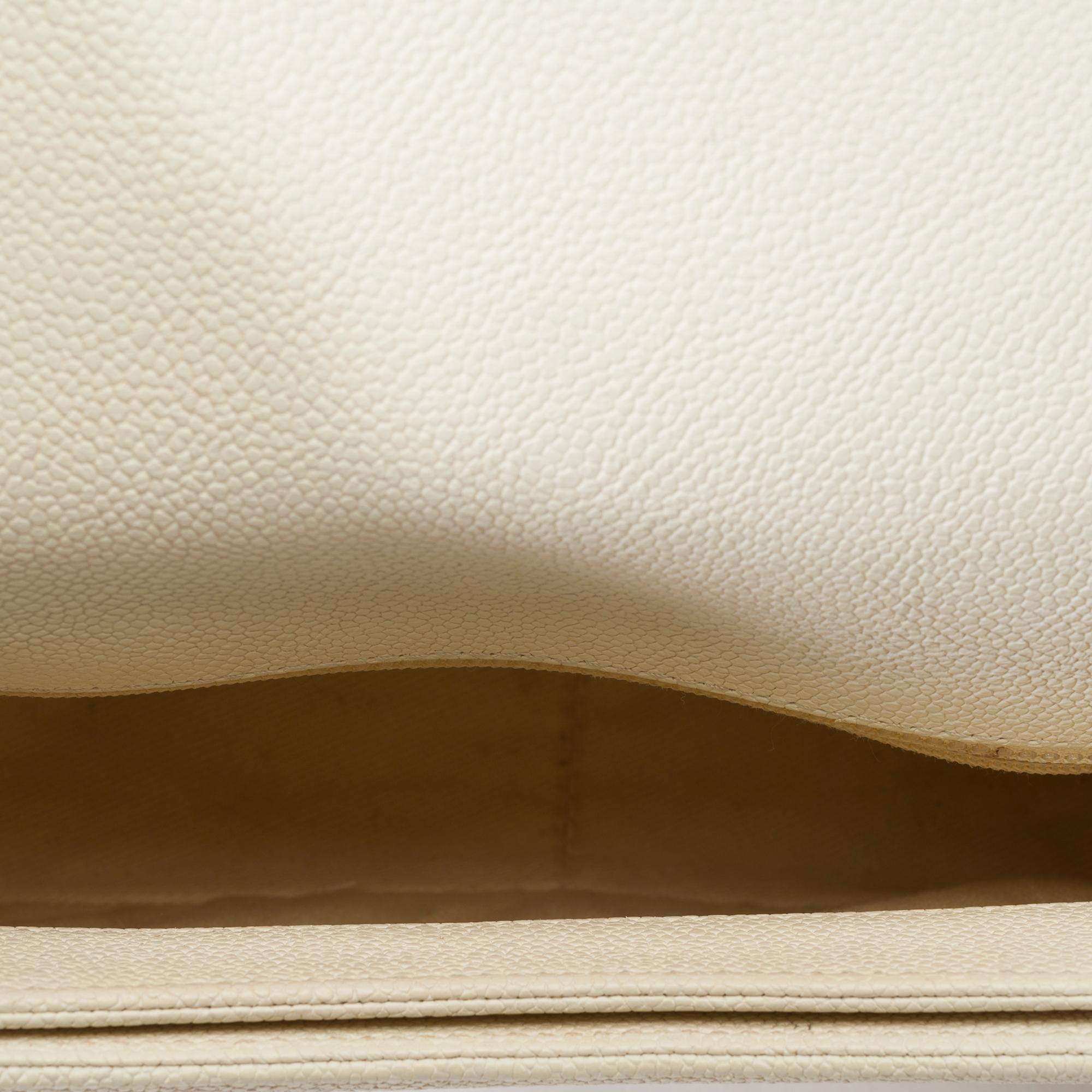 Chanel Coco Cuba shoulder flap bag in ivory caviar leather, Champagne HW For Sale 5