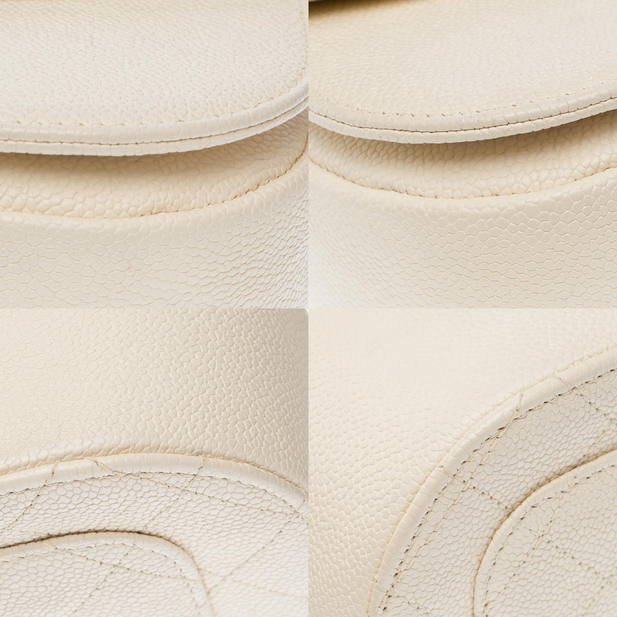 Chanel Coco Cuba shoulder flap bag in ivory caviar leather, Champagne HW For Sale 9