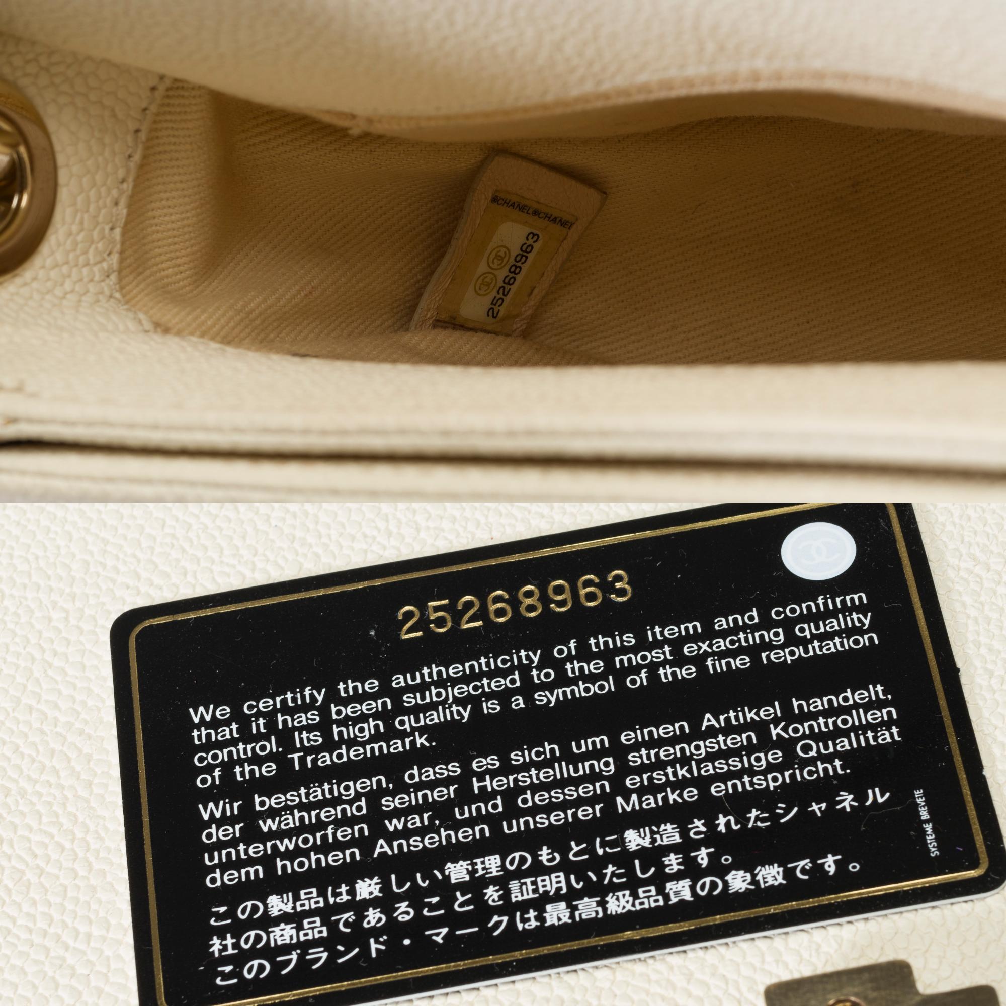 Chanel Coco Cuba shoulder flap bag in ivory caviar leather, Champagne HW For Sale 4