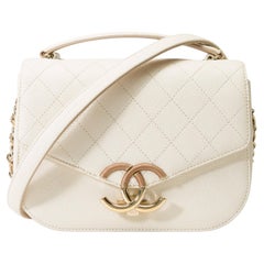 Chanel Coco Cuba shoulder flap bag in ivory caviar leather, Champagne HW