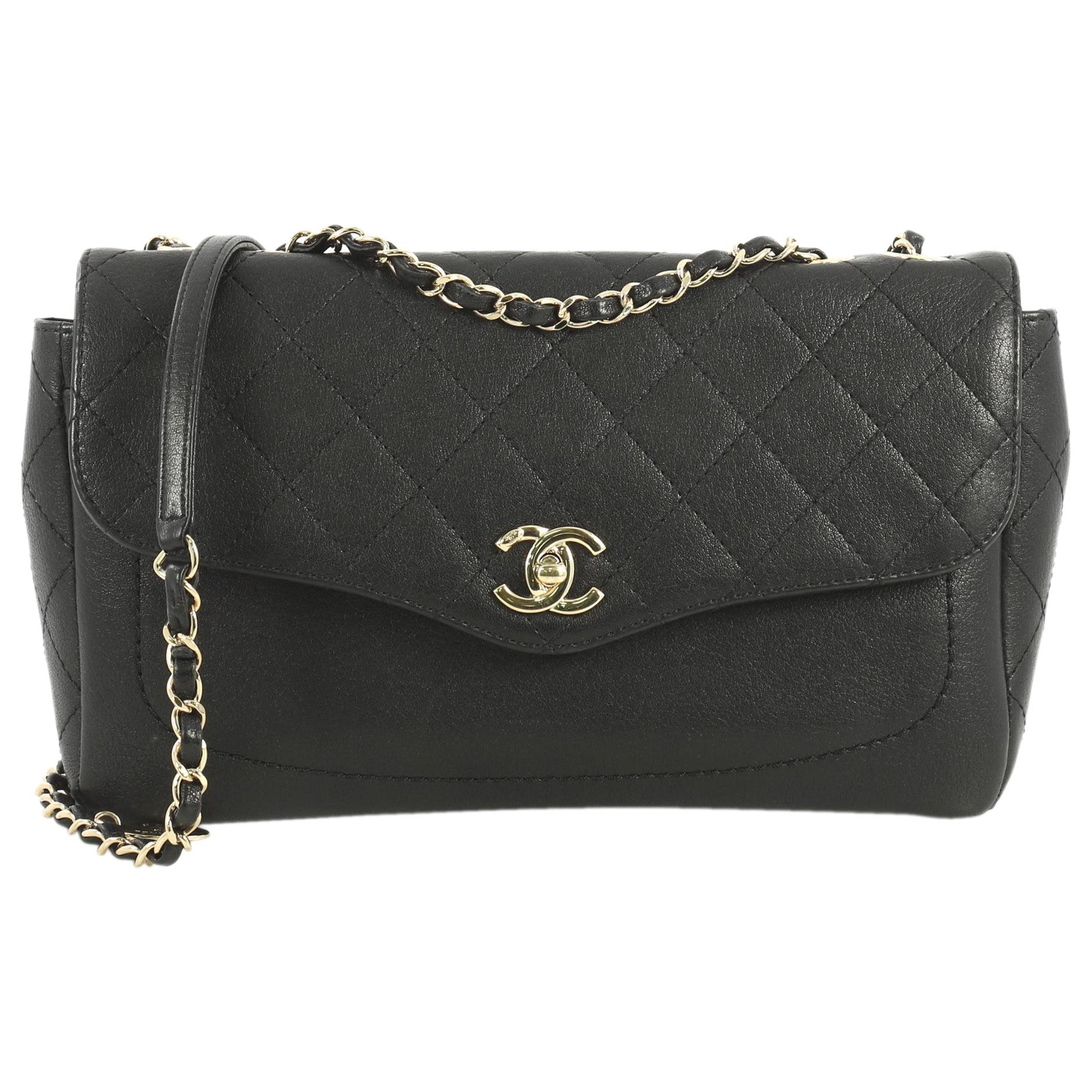 Chanel Coco Curve Flap Messenger Quilted Goatskin Large
