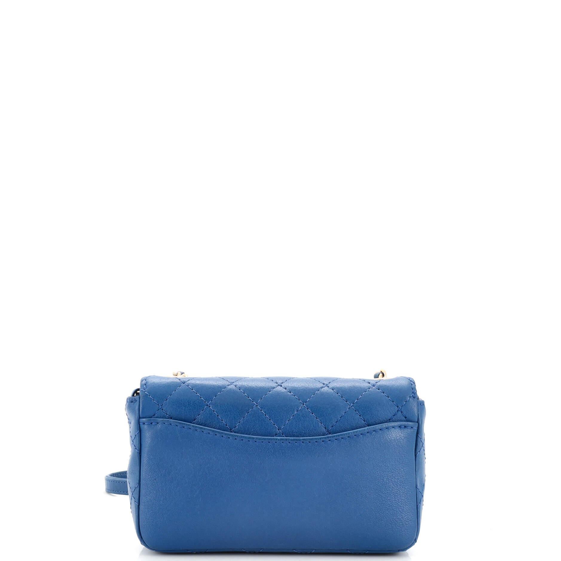 Chanel Coco Curve Flap Messenger Quilted Goatskin Mini In Good Condition For Sale In NY, NY