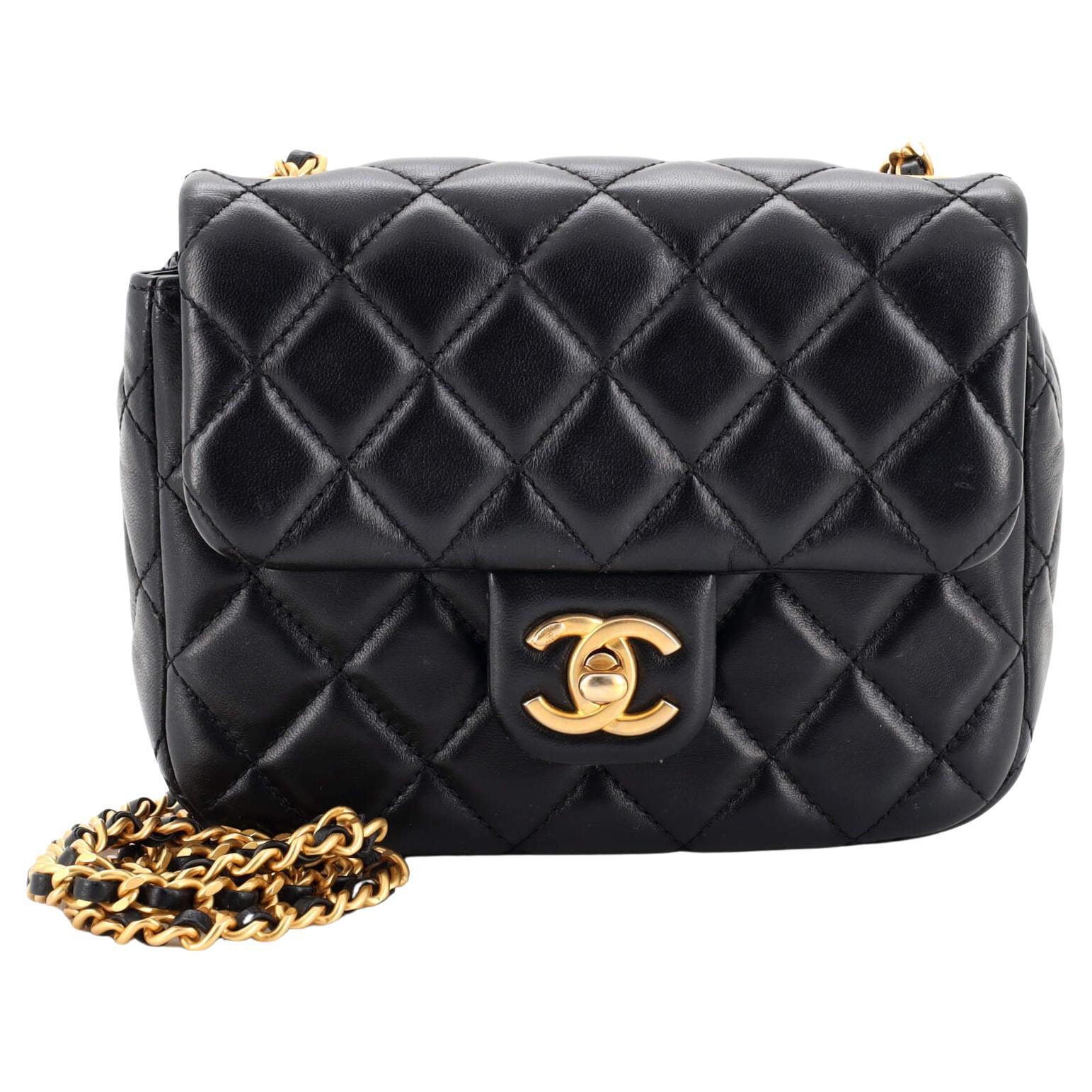 Chanel Coco de Toi Heart Chain Square Flap Bag Quilted Lambskin