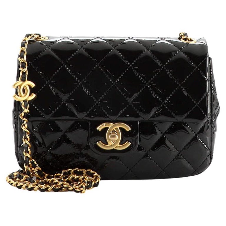 Chanel Coco de Toi Heart Chain Square Flap Bag Quilted Patent