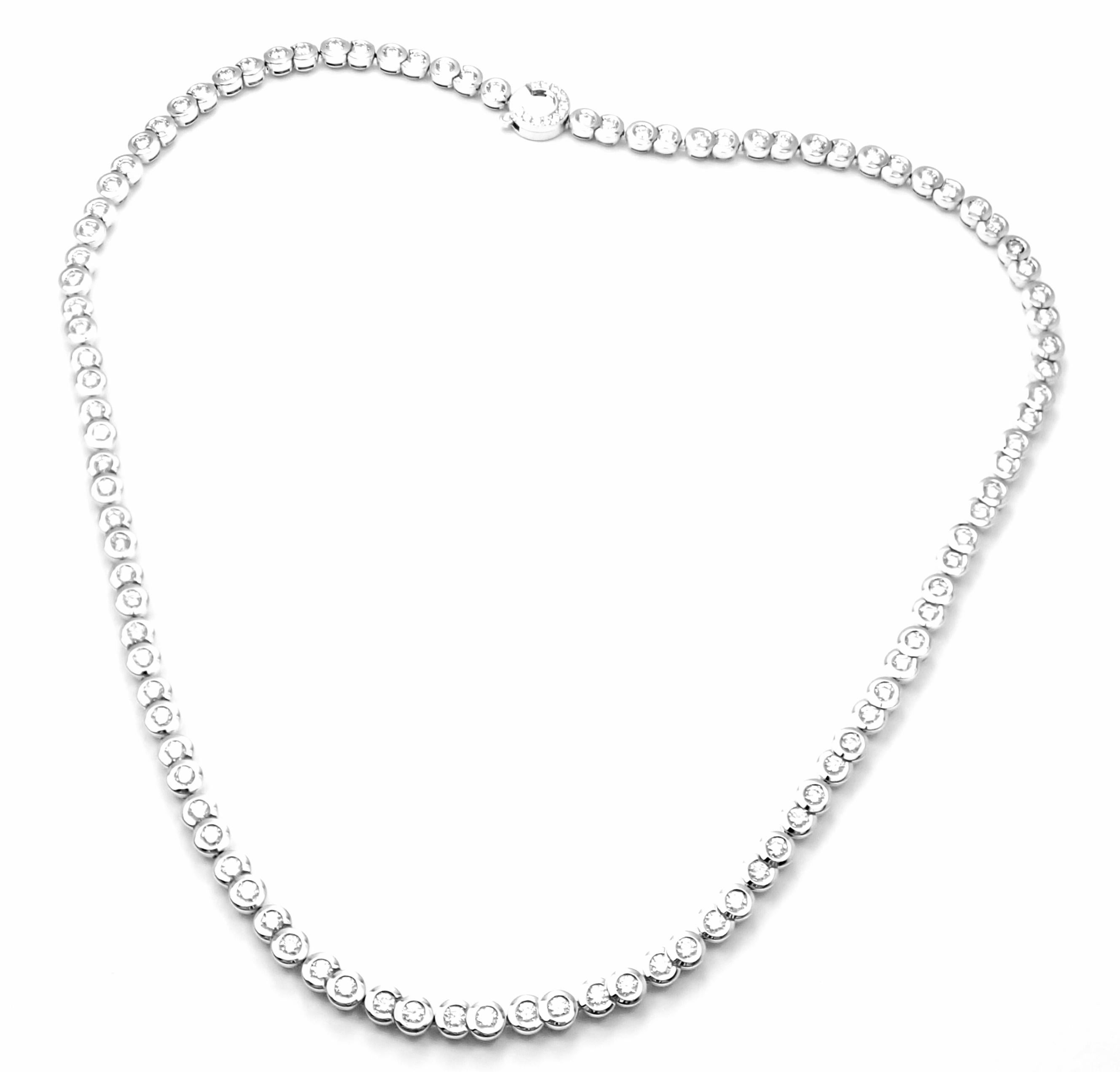 18k White Gold Diamond Line Tennes Necklace by Chanel. 
With 112 round brilliant cut diamonds VS1 clarity, E color Total weight approx. 8ct
This necklace comes with authenticity paper.
Details: 
Weight: 43.4 grams
Length: 16