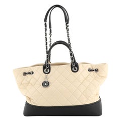 Chanel Coco Drawstring Shopping Tote Quilted Calfskin with Caviar Large