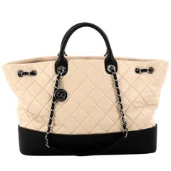 Chanel Coco Drawstring Shopping Tote Quilted Lambskin with Caviar Large