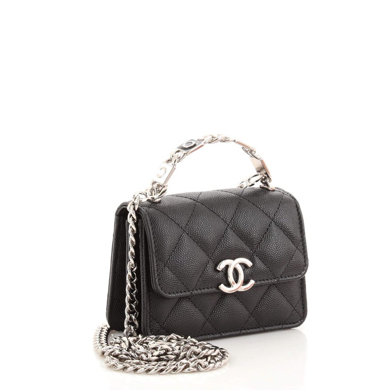 Chanel Coco Enamel Top Handle Flap Clutch with Chain Quilted