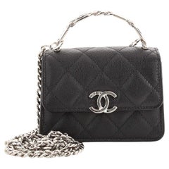 CHANEL Caviar Quilted Enamel Coco Clutch With Chain White 1230857