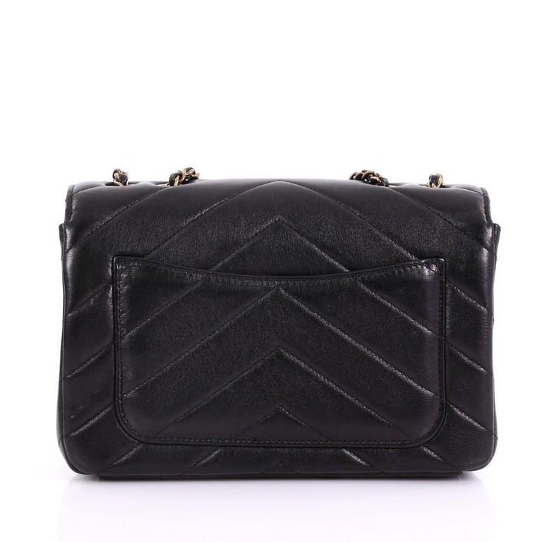 SSN.Brandname - Chanel Coco Chevron Envelope Flap Bag mini 8” Lambskin  Leather GHW