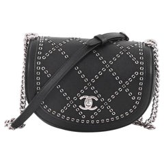 Chanel Coco Eyelets Round Flap Bag Quilted Calfskin Small