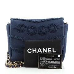 Chanel Coco Flap Tasche Fransen Chevron Denim Klein