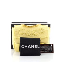 Chanel Chanel Coco Klappentasche Fransen Chevron Denim Klein