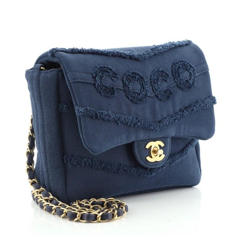 Chanel Blue Denim Fringe CC Small Flap Bag - Yoogi's Closet