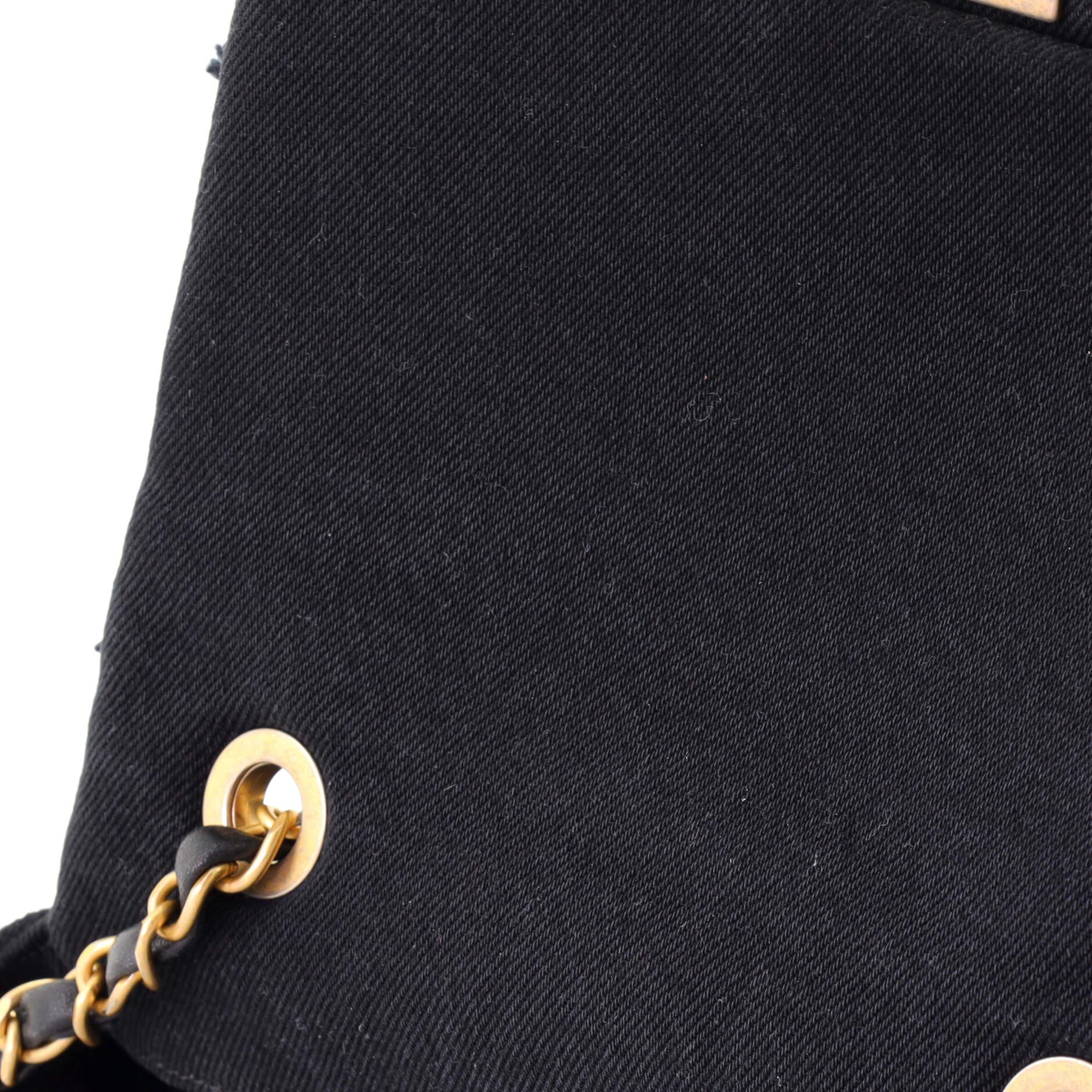 Chanel Coco Flap Bag Fringe Chevron Denim Small 2