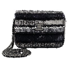 Chanel Coco Flap Clutch with Chain Striped Multicolor Sequins