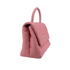 Chanel Coco Flap Pink Caviar Leather Gold Hardware Top Handle Bag