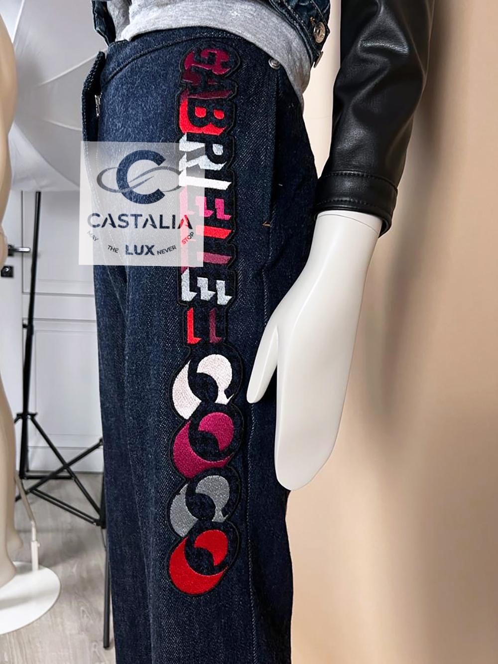Black Chanel Coco Gabrielle Embroidery Jeans 36 FR For Sale