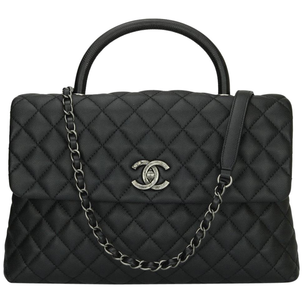 Chanel Black Quilted Chèvre Extra Mini Rainbow Coco Handle Flap
