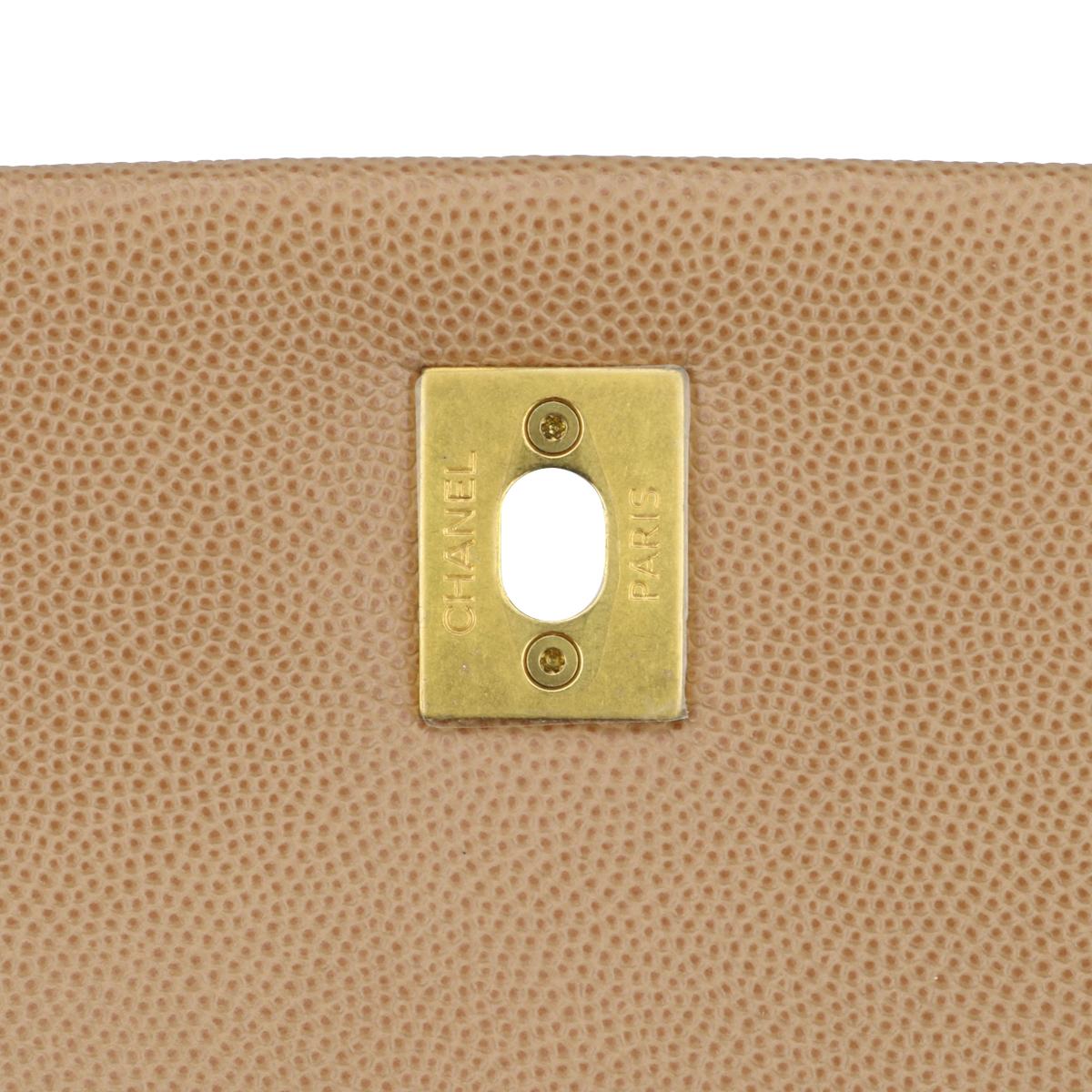 CHANEL Coco Handle Bag Large Caramel Caviar in Lizard Handle Gold Hardware 2017 4