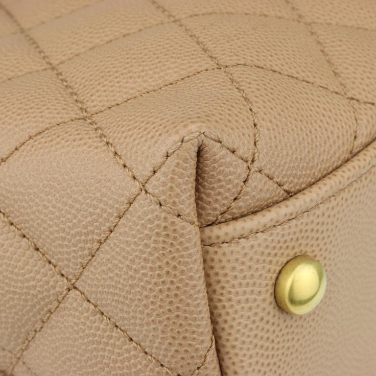 CHANEL Coco Handle Bag Large Caramel Caviar in Lizard Handle Gold Hardware  2017 at 1stDibs