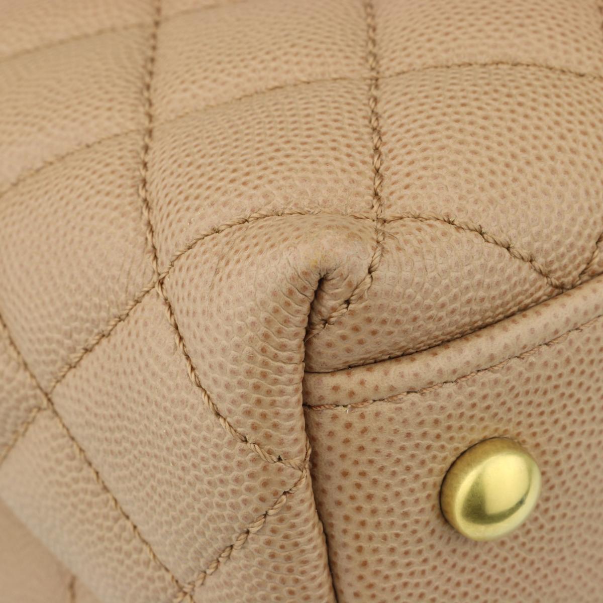Women's or Men's CHANEL Coco Handle Bag Large Caramel Caviar in Lizard Handle Gold Hardware 2017