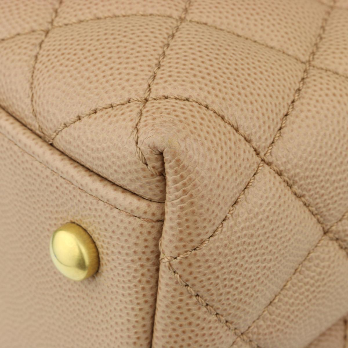 CHANEL Coco Handle Bag Large Caramel Caviar in Lizard Handle Gold Hardware 2017 1