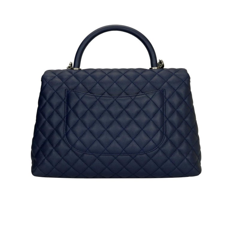 Chanel Coco Handle Bag Large Navy Caviar with Ruthenium Hardware 2017 For  Sale at 1stDibs | chanel coco handle navy, navy coco handle, chanel coco  handle navy blue