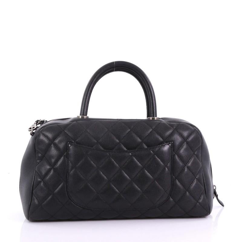 Black Chanel Coco Handle Bowling Bag Quilted Caviar Medium