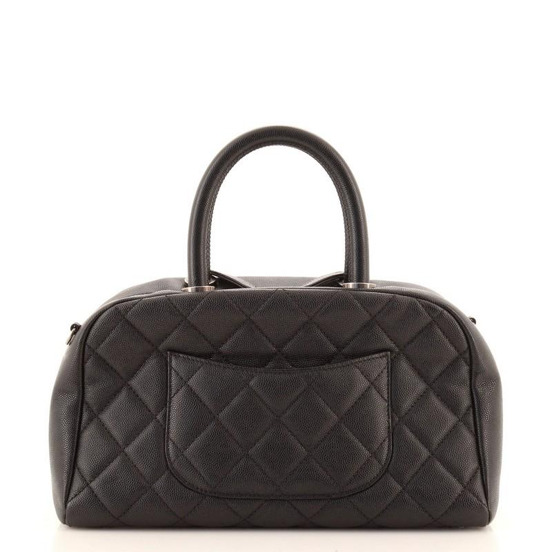 Black Chanel Coco Handle Bowling Bag Quilted Caviar Small