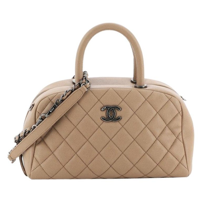 Pre-owned Chanel Coco Handle Caviar Beige Large Bag